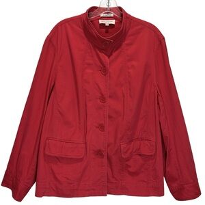 Jones New York Women’s Red Cotton Utility Jacket, Pleated Back - Size 2X